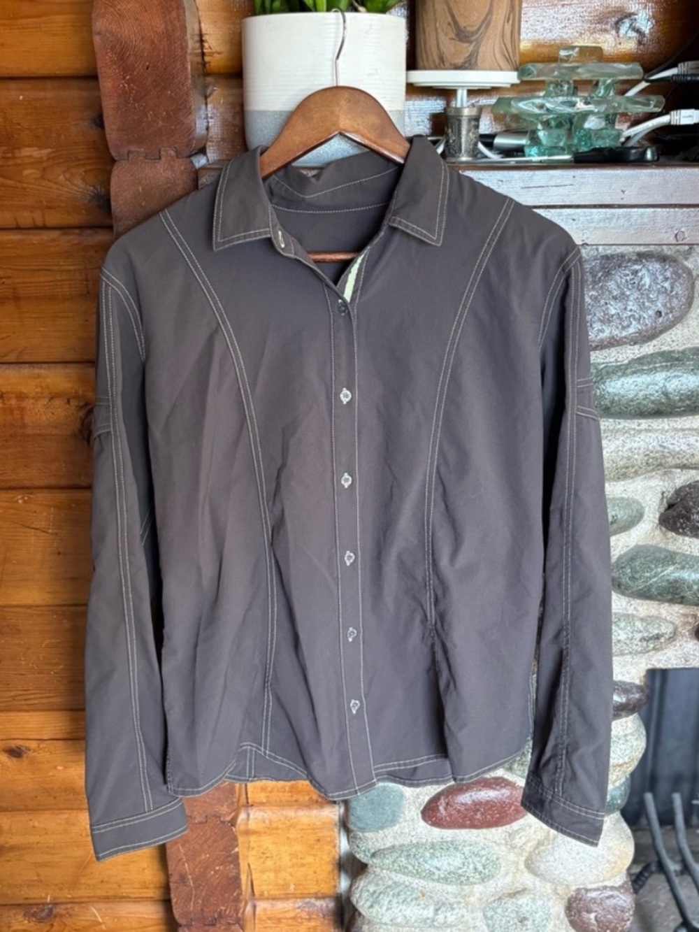 KÜHL Women’s Performance Button Up Hiking Travel Shirt Large Gray